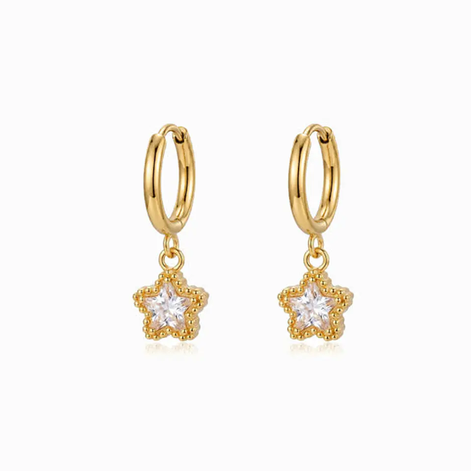 Boucles d'Oreilles Créole Étoile Belle en Acier 1