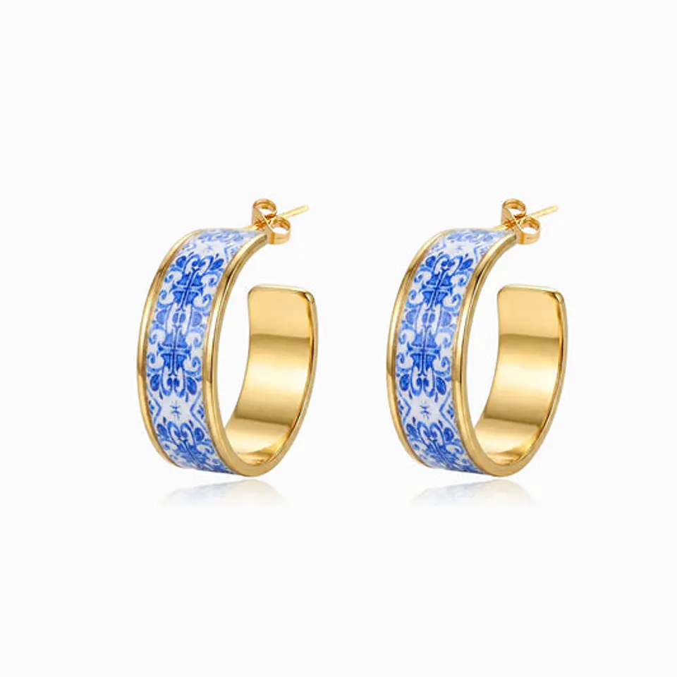 Boucles d'Oreilles Créole Fine en Acier 1
