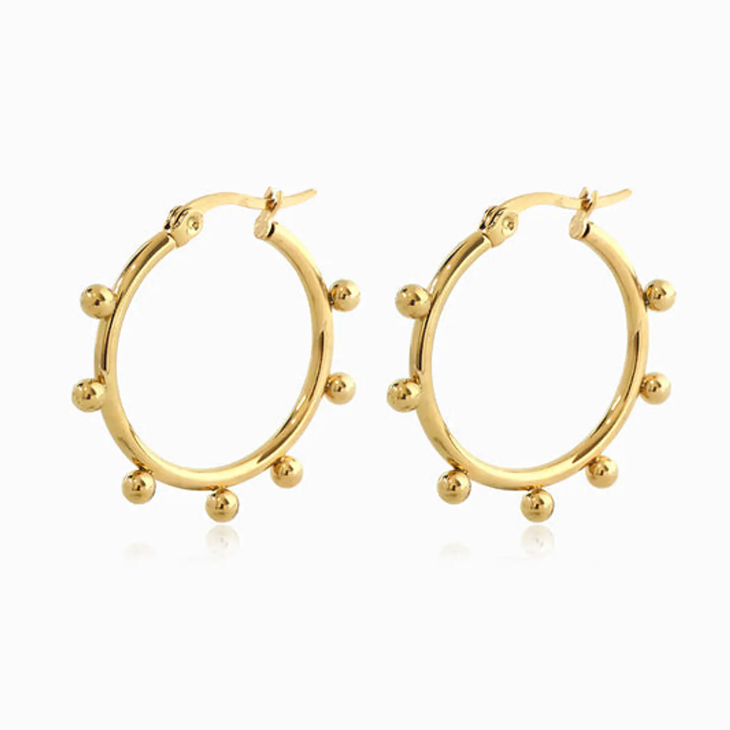 Boucles d'Oreilles Créole Perlée Belle en Acier 1