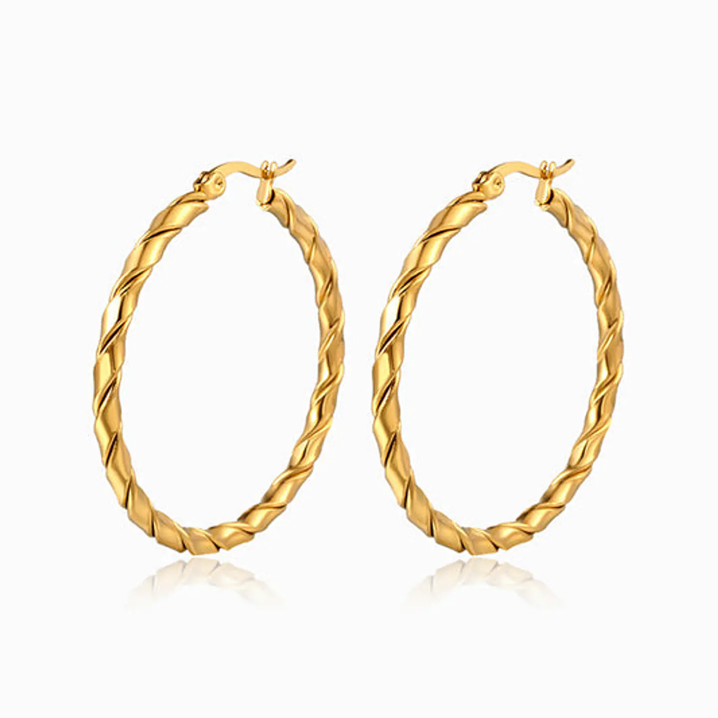 Boucles d'Oreilles Créole en Acier, Polie 1