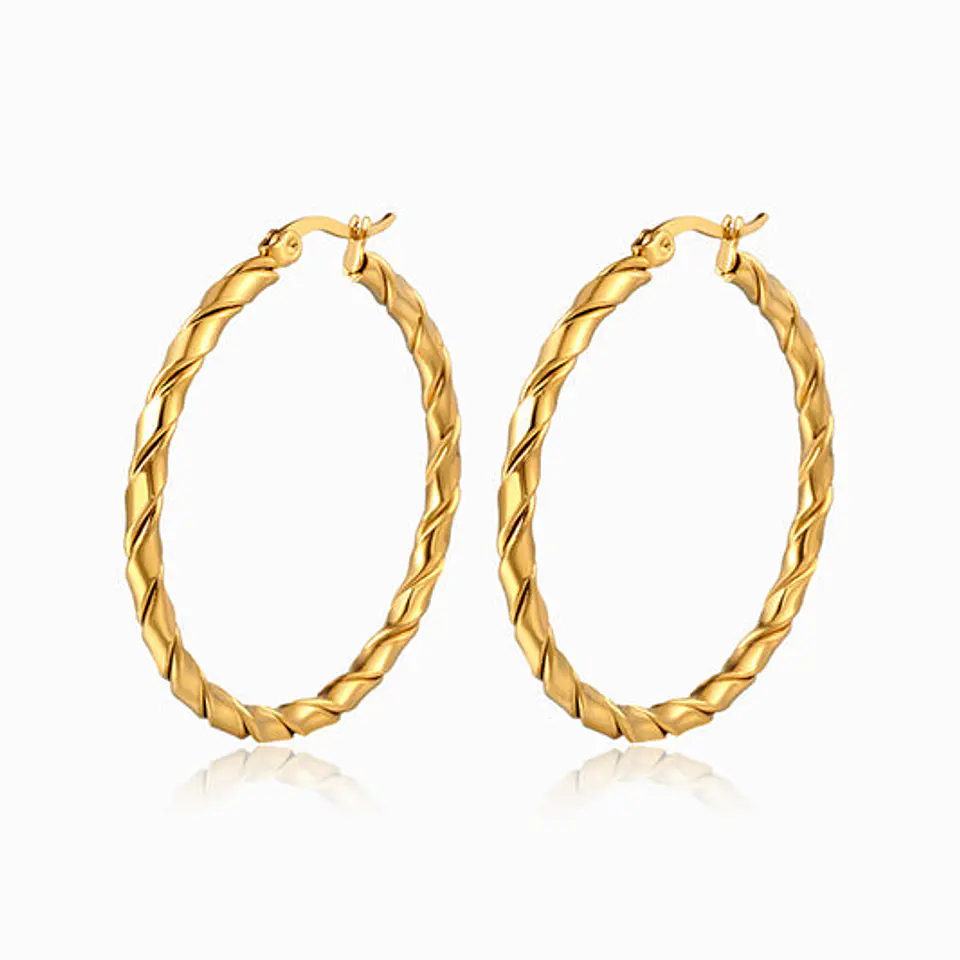 Boucles d'Oreilles Créole en Acier, Polie 1