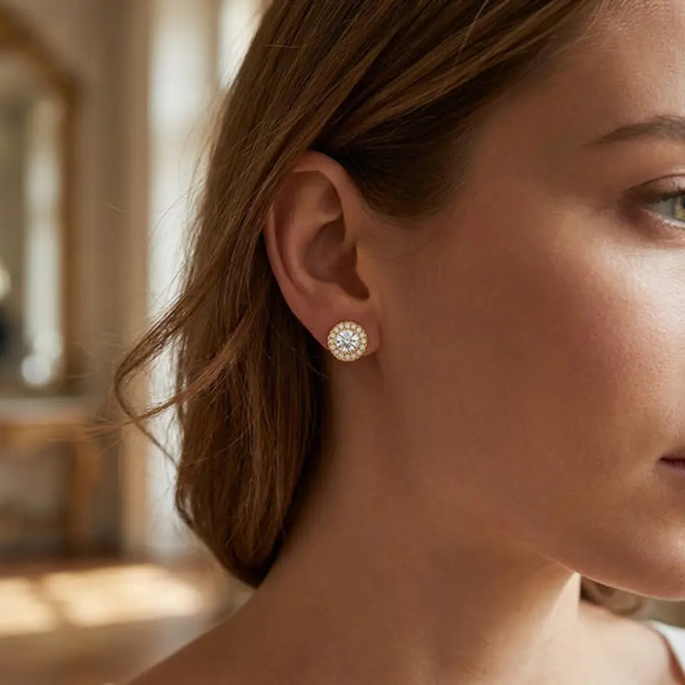 Boucles d'Oreilles Élégante à Strass Belle en Acier 1