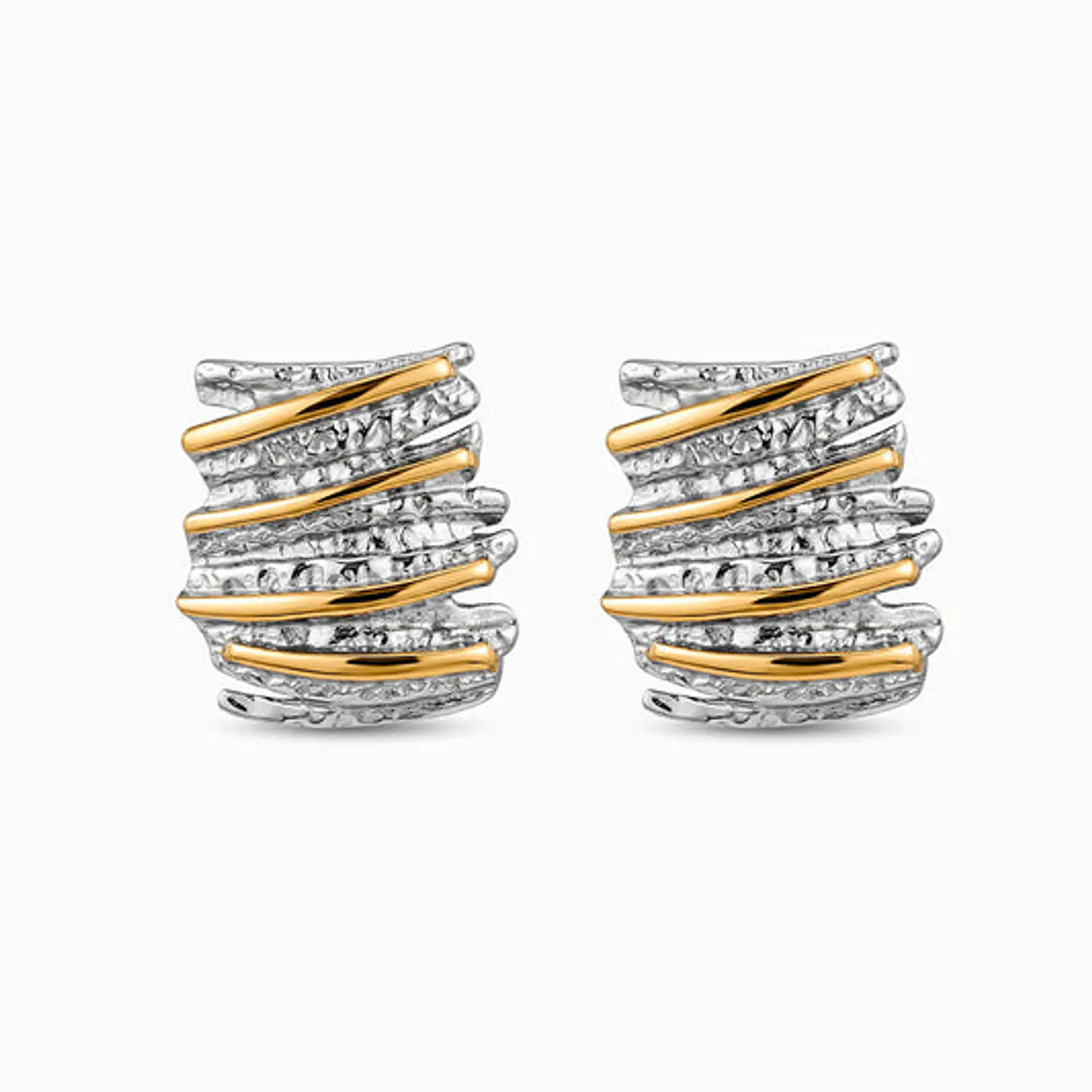 Boucles d'Oreilles Géométrique Bicolore en Acier, Élégante 1