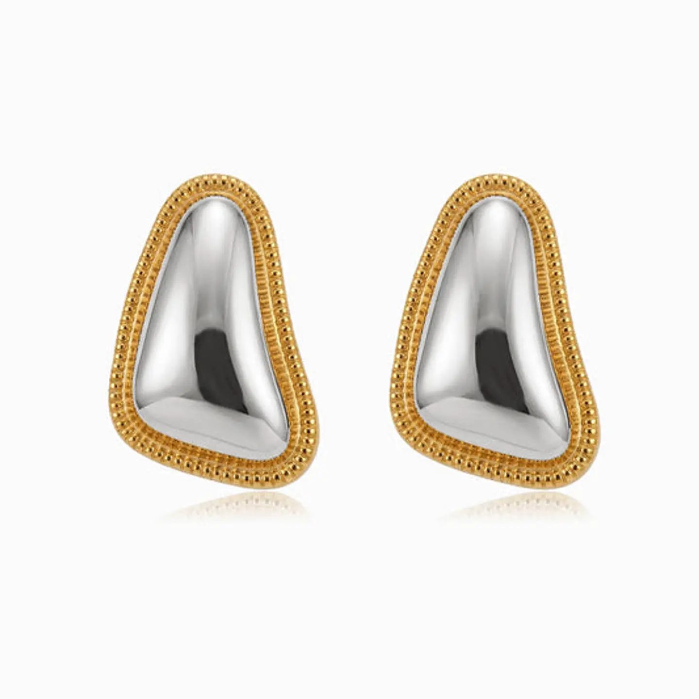 Boucles d'Oreilles Chic en Acier – Géométrique Bicolore 37x23mm 1