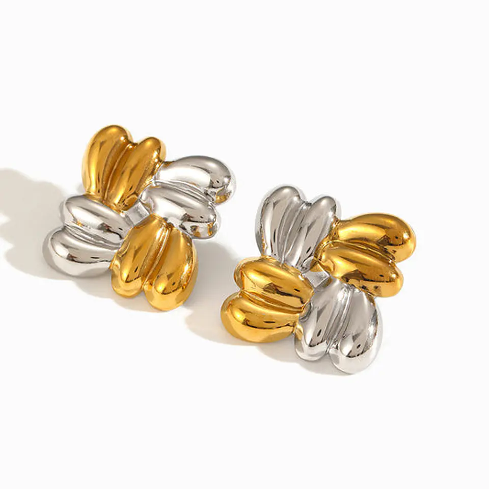Boucles d'Oreilles Géométrique en Acier, Traditionnelle 1