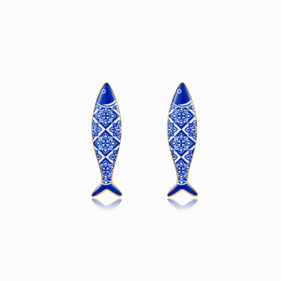 Boucles d'Oreilles Sardine en Acier, Élégante 1