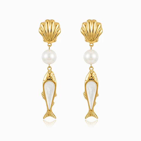 Boucles d'Oreilles Sardine en Acier, Intemporelle