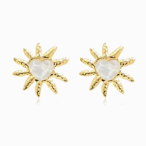 Boucles d'Oreilles Soleil en Acier, Élégante