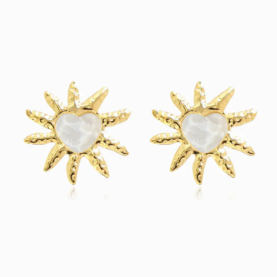 Boucles d'Oreilles Soleil en Acier, Élégante 1