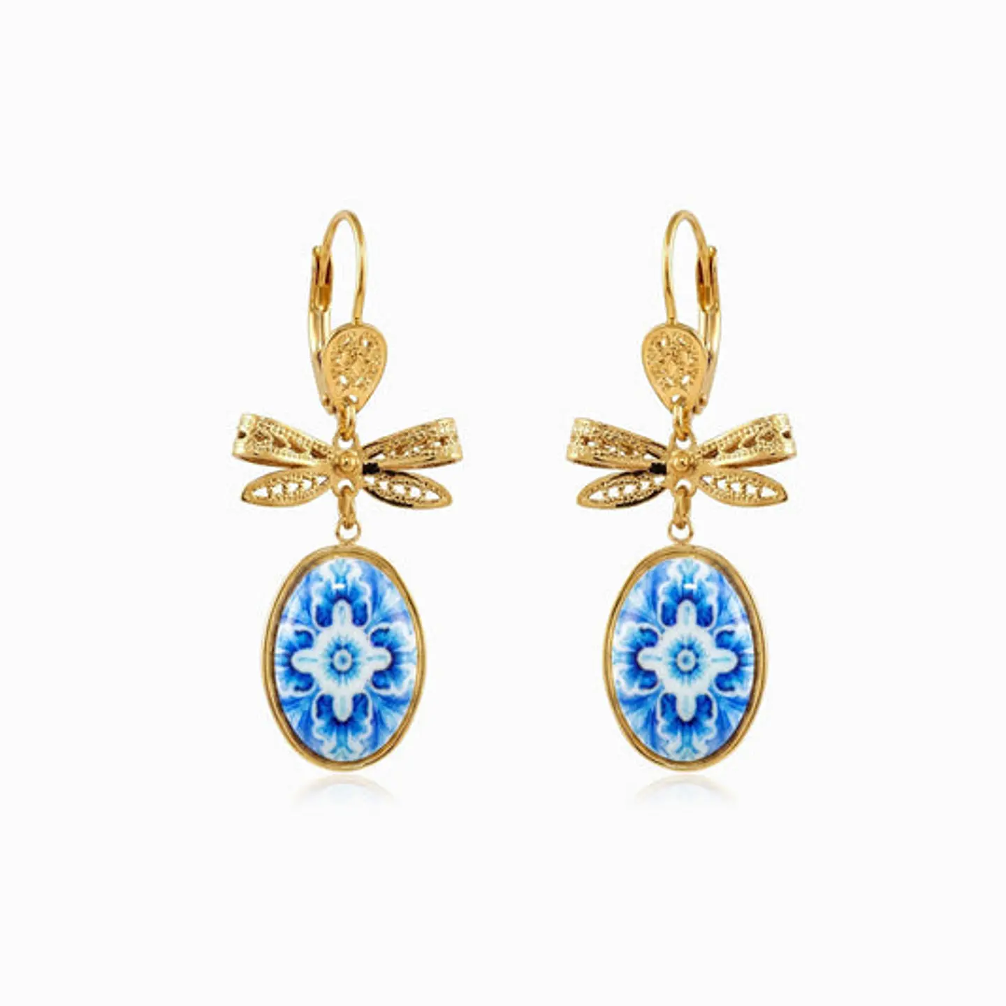 Boucles d'Oreilles Traditionnelle Azulejo Belle en Acier 1