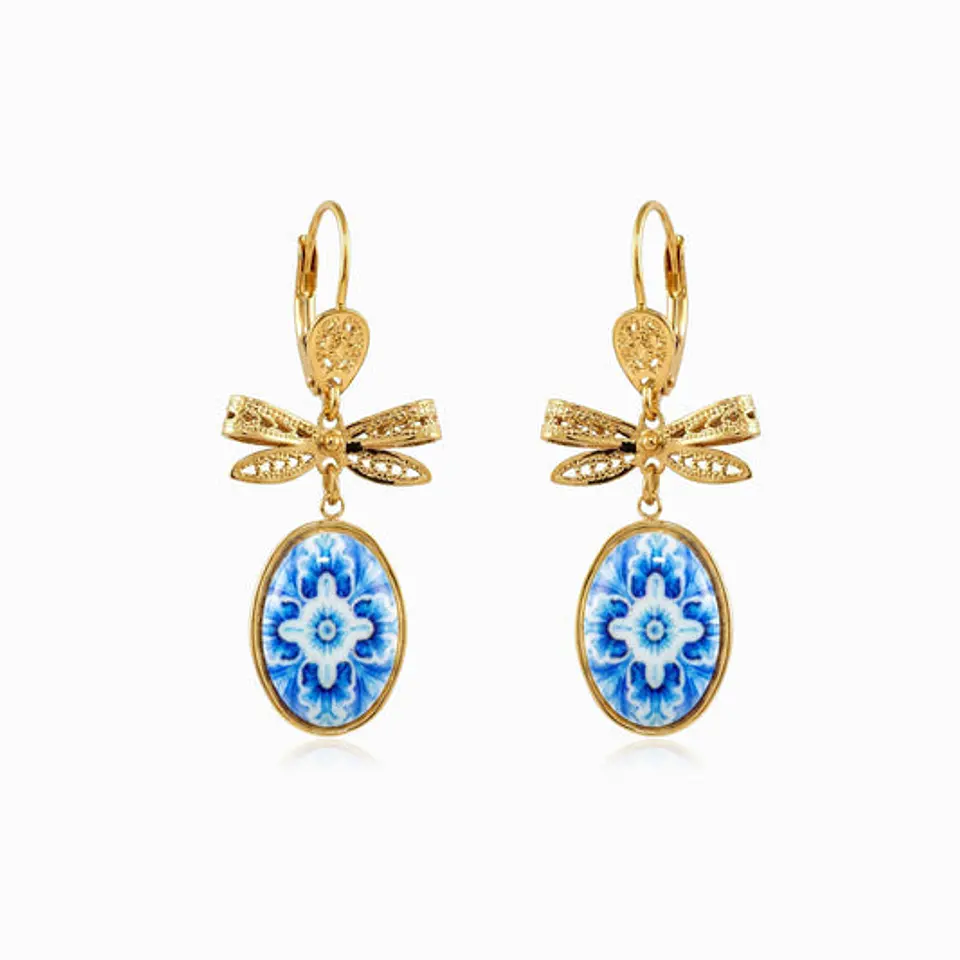 Boucles d'Oreilles Traditionnelle Azulejo Belle en Acier 1