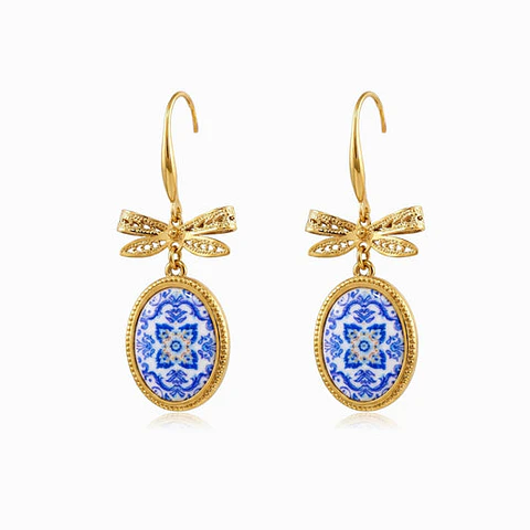 Boucles d'Oreilles Étincelante Traditionnelle Azulejo – Acier