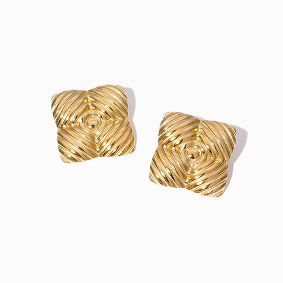 Boucles d'Oreilles Géométrique en Acier, Minimaliste 1