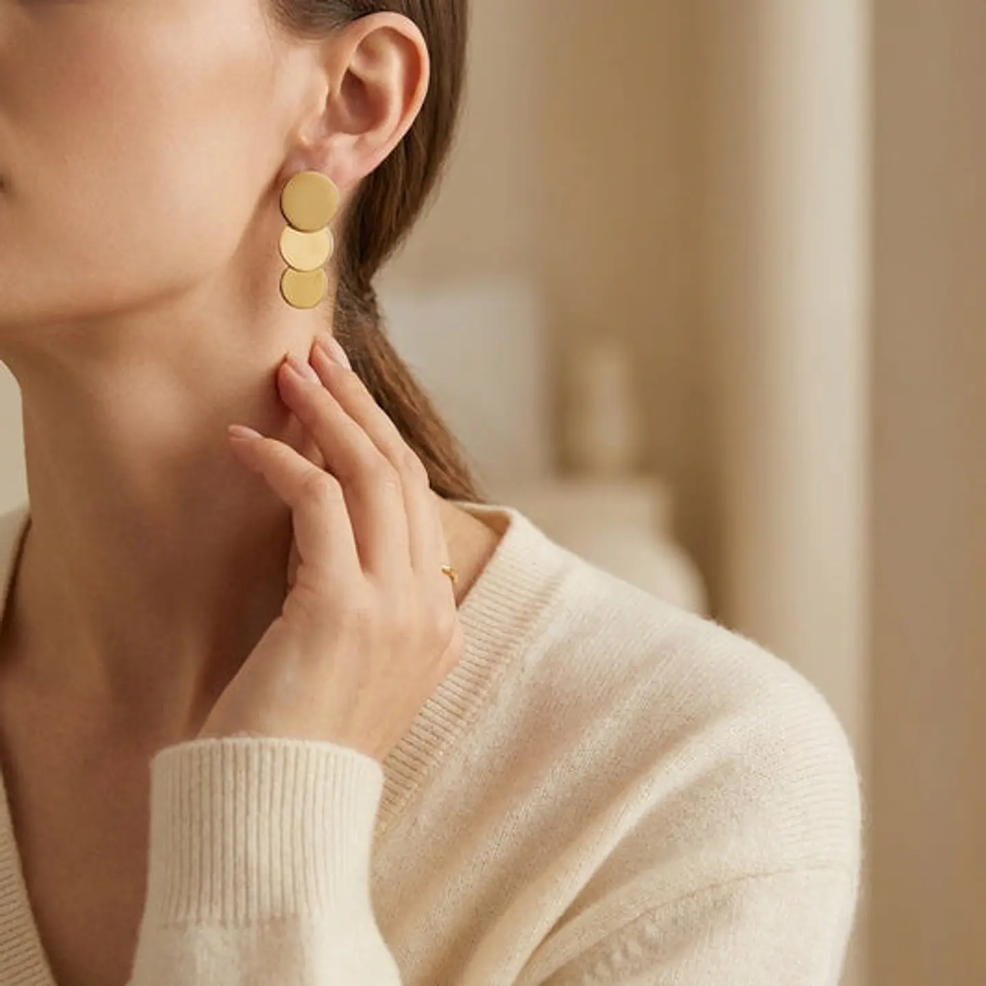 Boucles d'Oreilles Douce en Acier – Géométrique 38x18mm 1