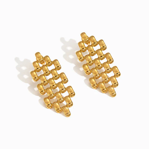 Boucles d'Oreilles Discrète Géométrique – Acier