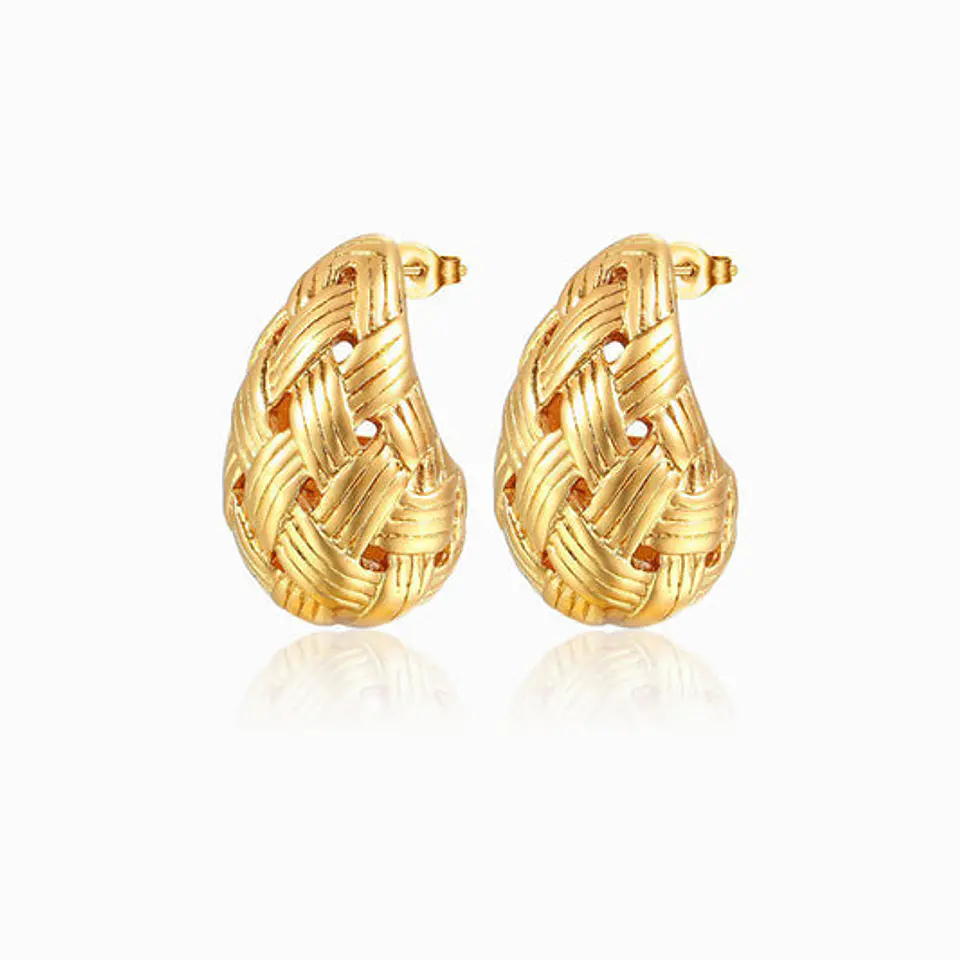 Boucles d'Oreilles Goutte en Acier, Élégante 1