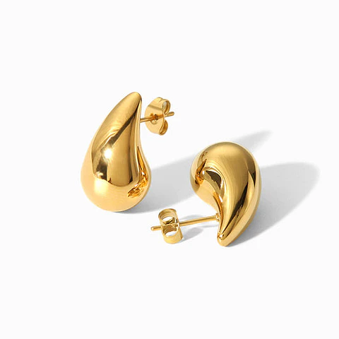 Boucles d'Oreilles Goutte en Acier, Intemporelle