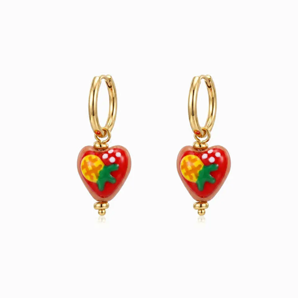 Boucles d'Oreilles Cœur Été Belle en Acier 1