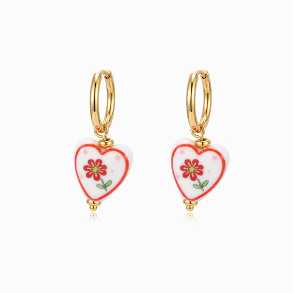 Boucles d'Oreilles Étincelante Cœur Été – Acier 1
