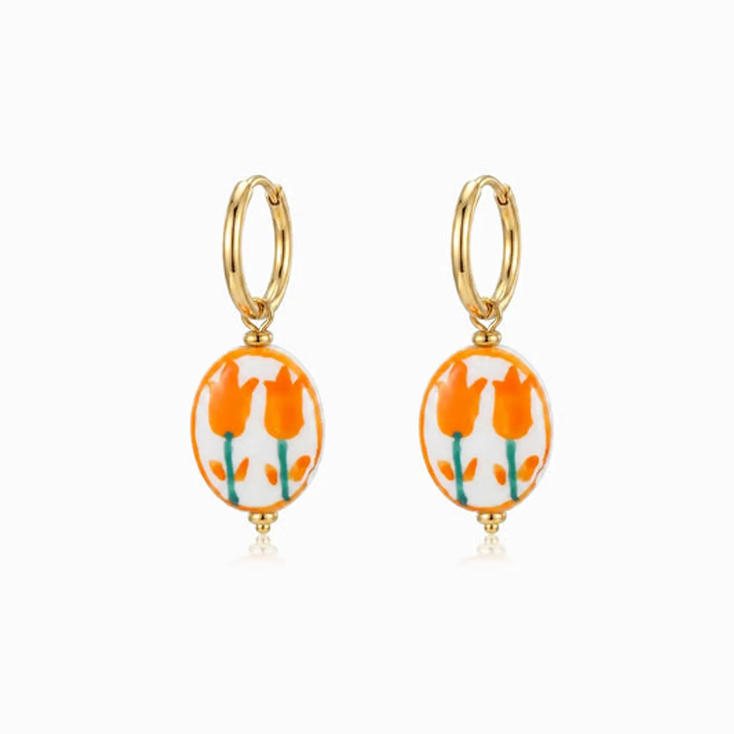 Boucles d'Oreilles Fleur Été Belle en Acier 1