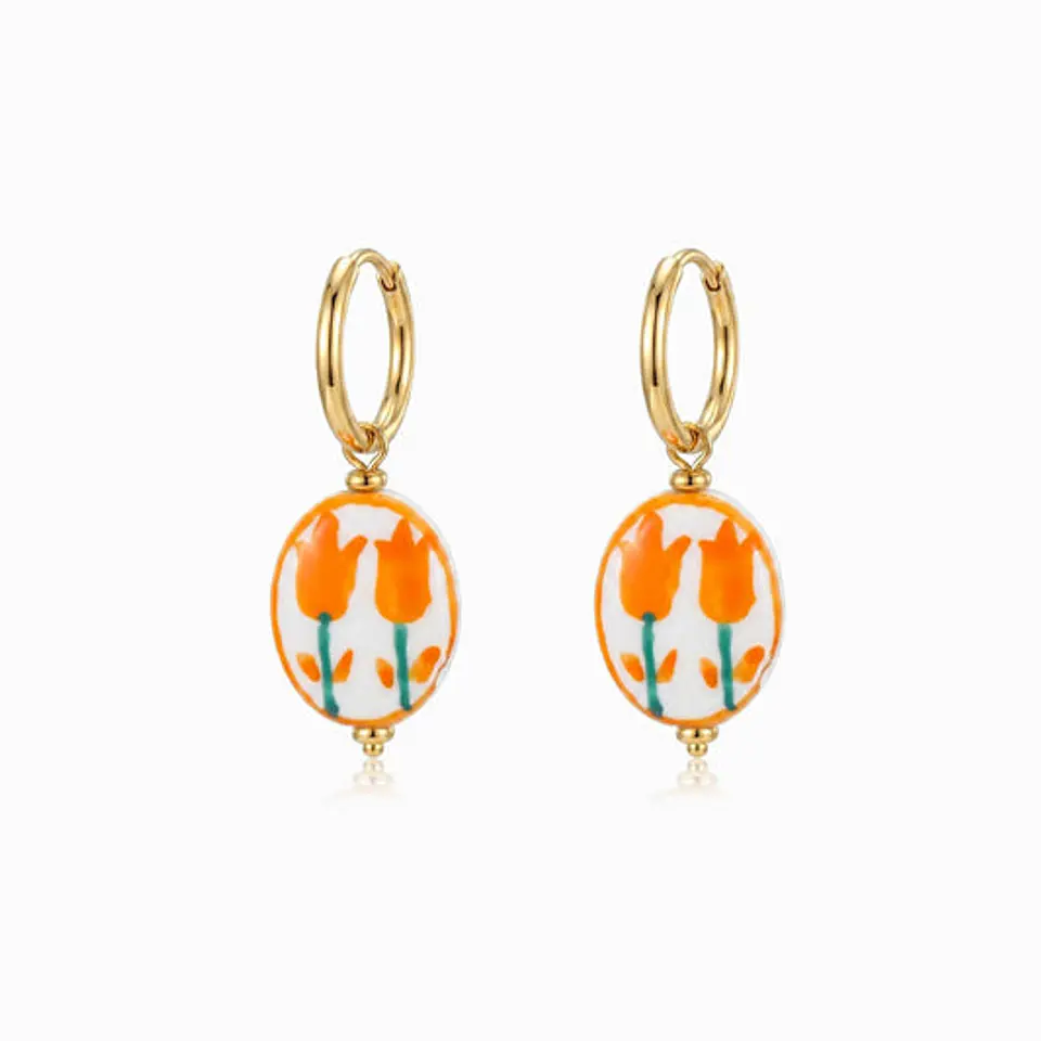 Boucles d'Oreilles Fleur Été Belle en Acier 1