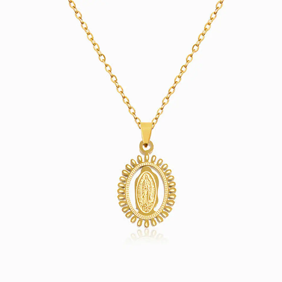 Collier Vierge Marie en Acier, Poli 1