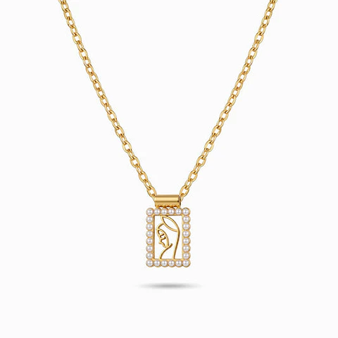 Collier Mat en Acier – Vierge Marie