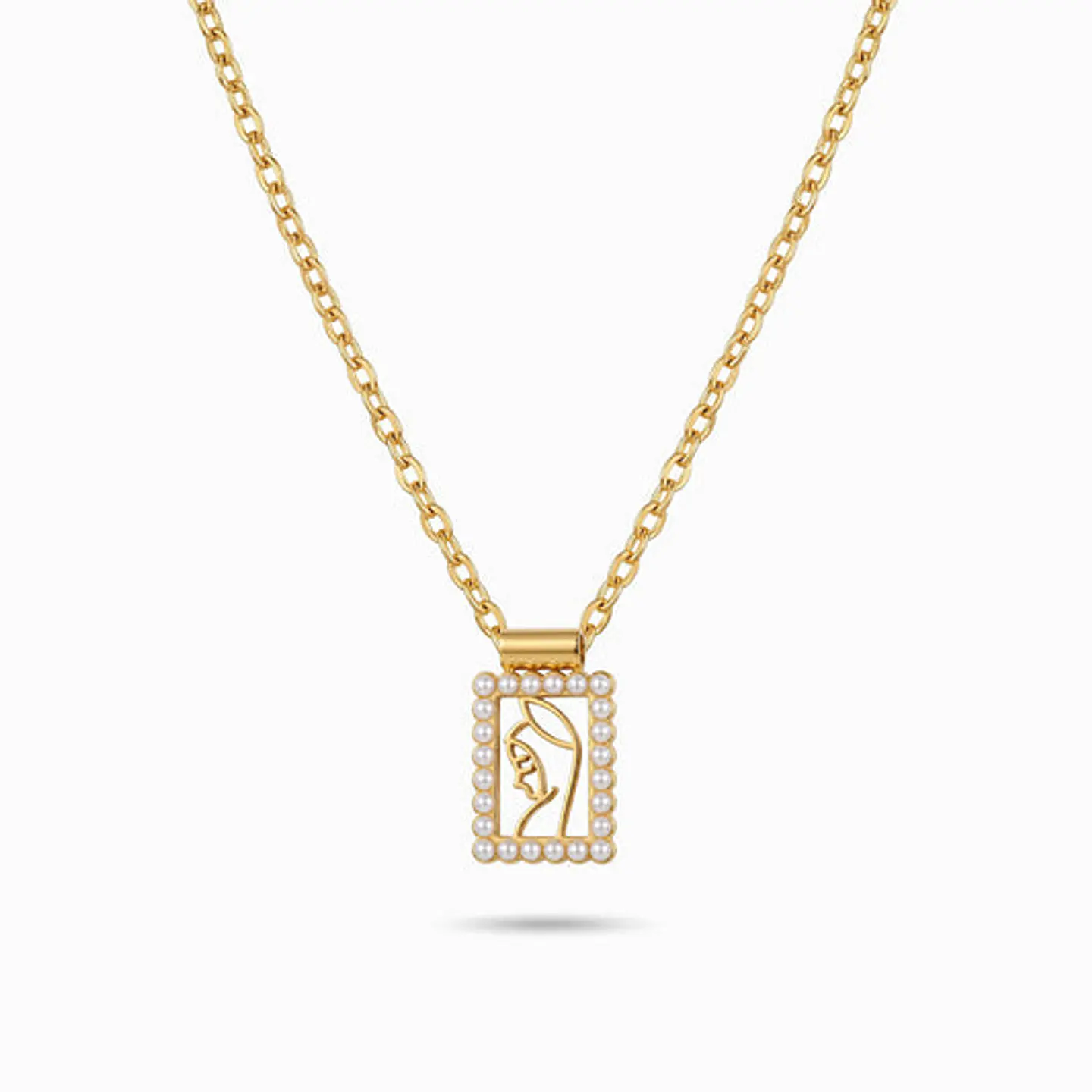 Collier Mat en Acier – Vierge Marie 1