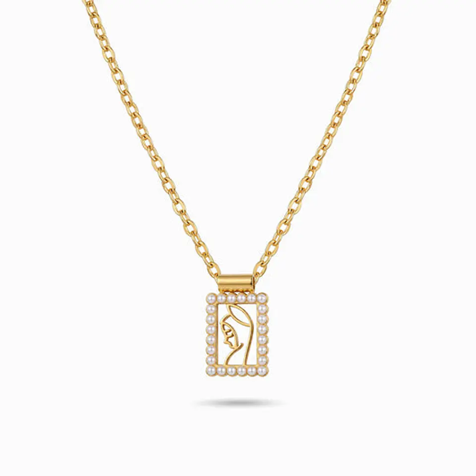 Collier Mat en Acier – Vierge Marie 1