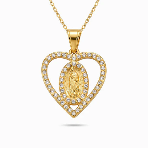 Collier Charmant en Acier – Vierge Marie