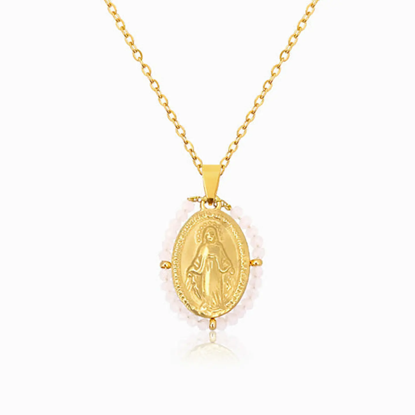 Collier Vierge Marie Cristal Beau en Acier 1
