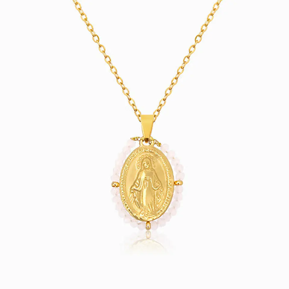 Collier Vierge Marie Cristal Beau en Acier 1