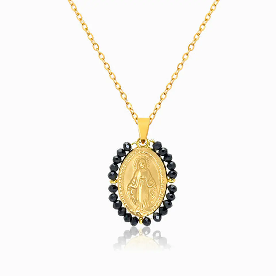 Collier Étincelant Vierge Marie Cristal – Acier 1