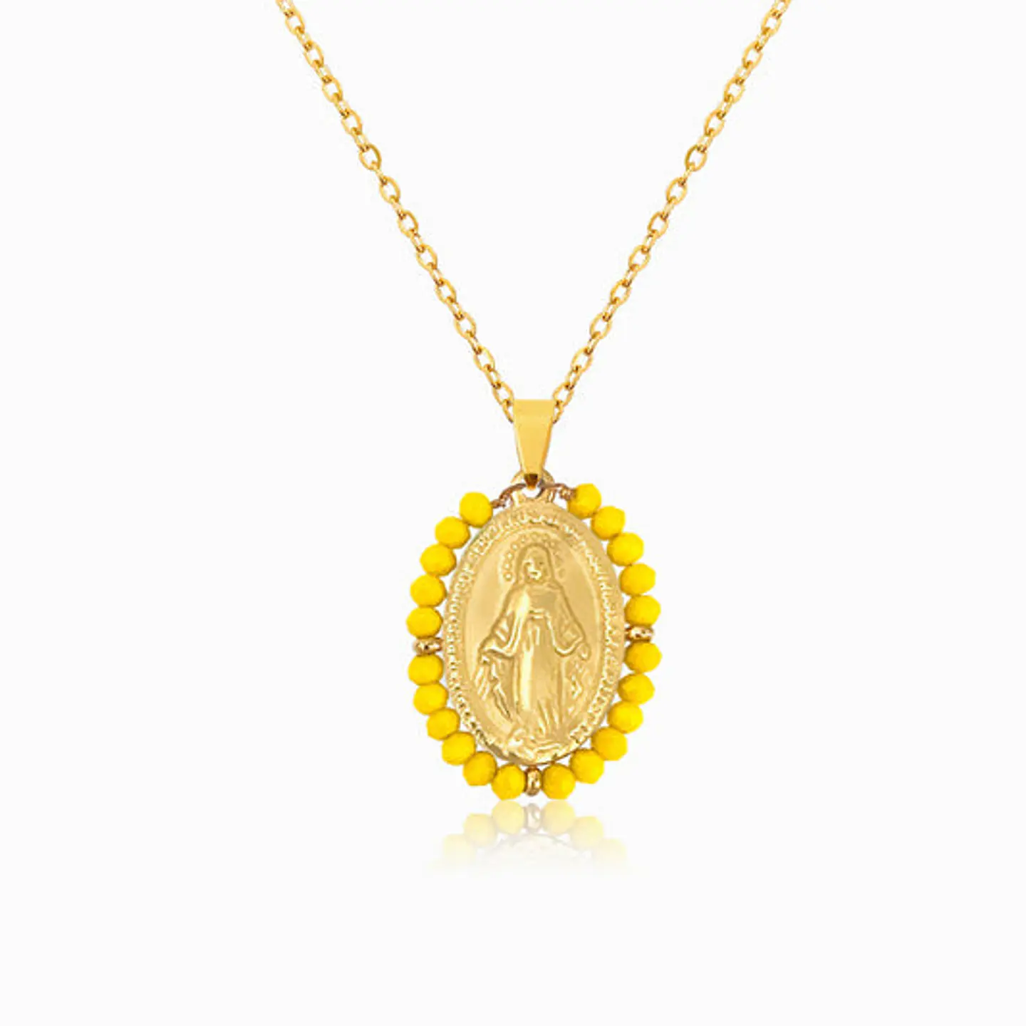 Collier Vierge Marie Cristal en Acier, Élégant 1