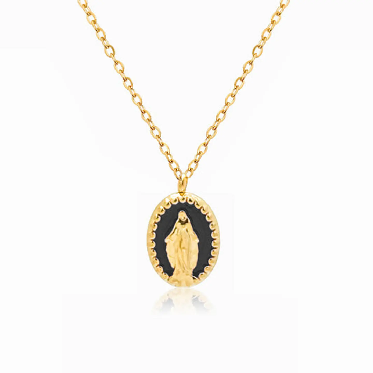 Collier Vierge Marie Émail Beau en Acier 1