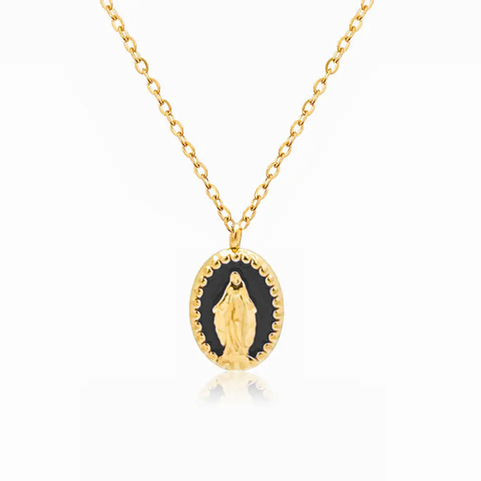 Collier Vierge Marie Émail Beau en Acier 1