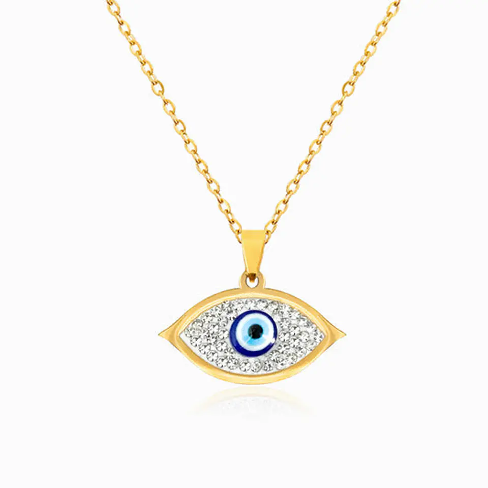 Collier Œil Turc Zircone Beau en Acier 1