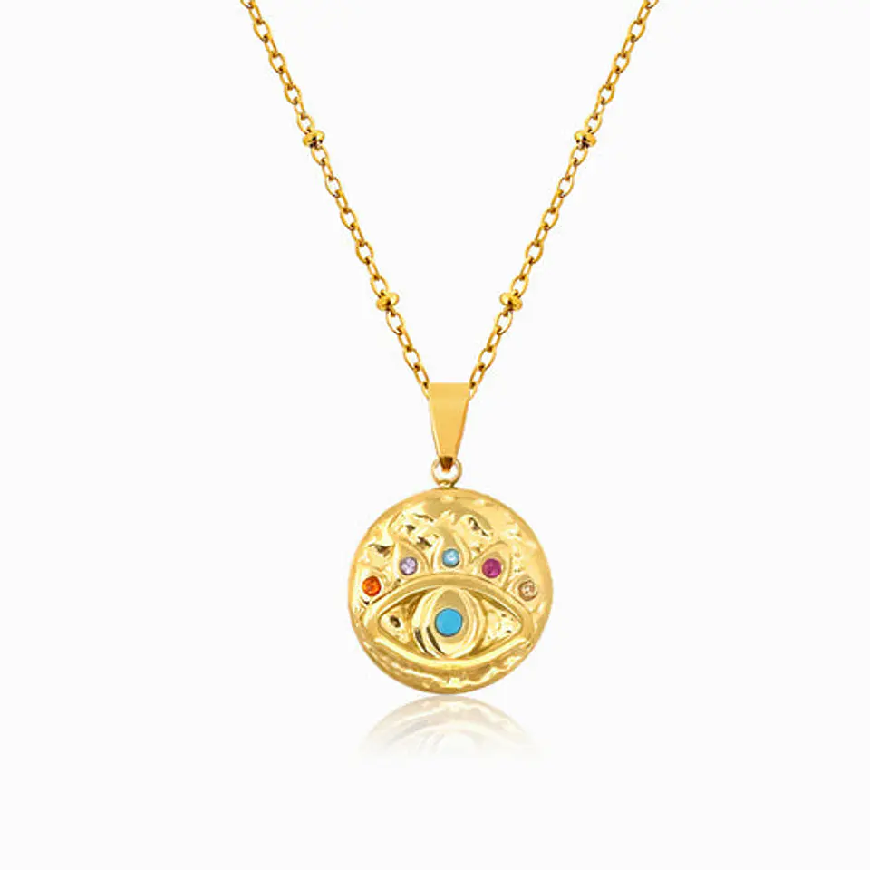 Collier Étincelant Œil Turc Zircone – Acier 1