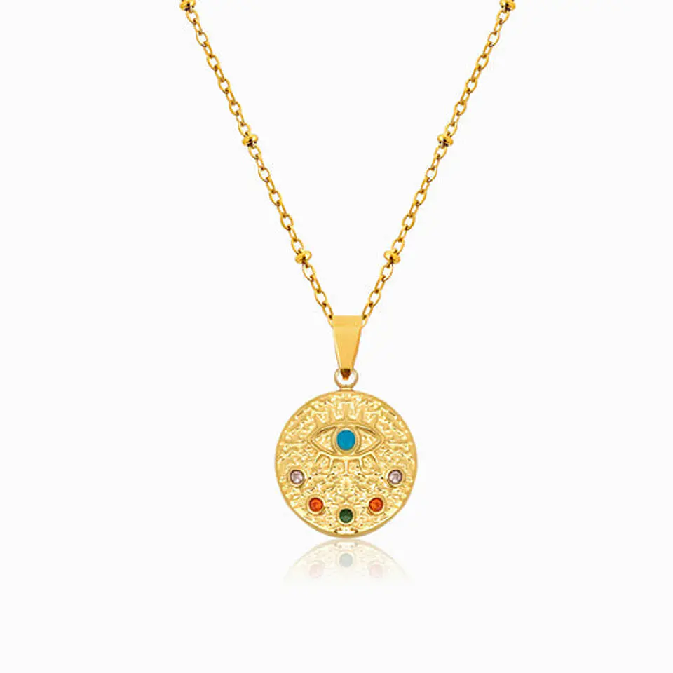 Collier Œil Turc Zircone en Acier, Élégant 1