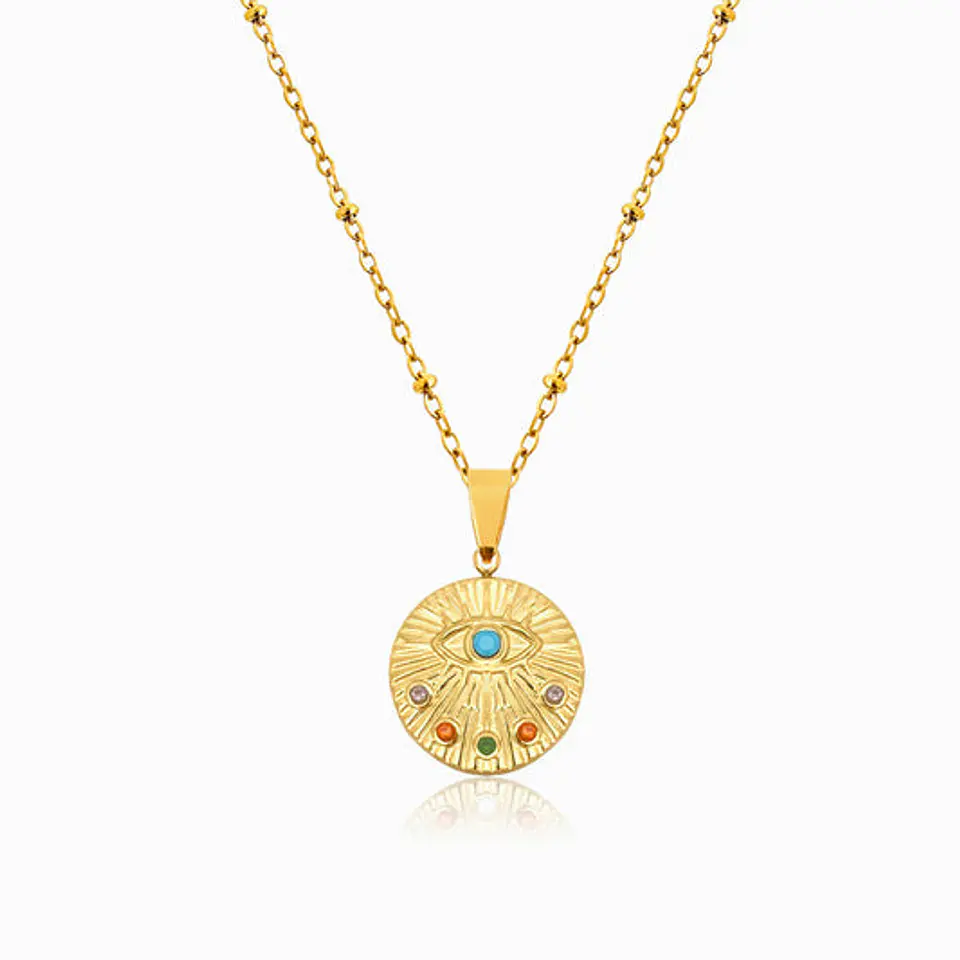 Collier Chic en Acier – Œil Turc Zircone 1