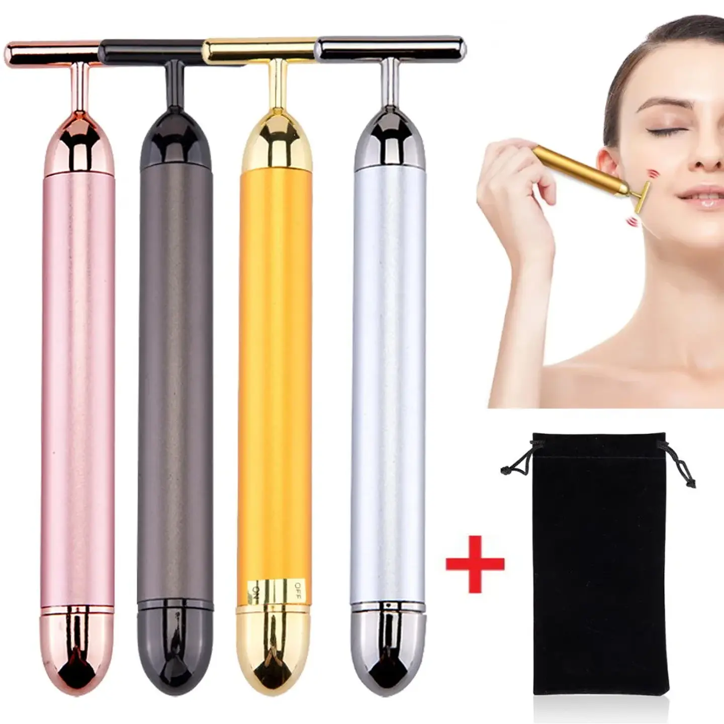 Bâton Masseur Facial Vibrant – Doré 24k 1