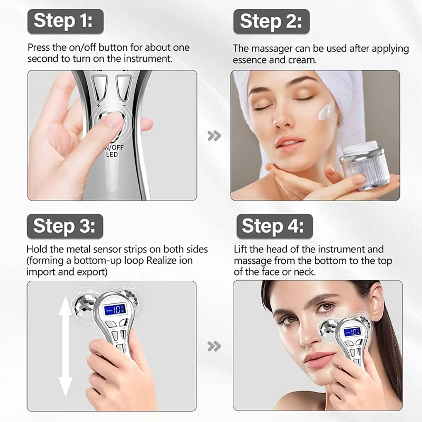 Rouleau Masseur Facial 4D – Microcourant 10
