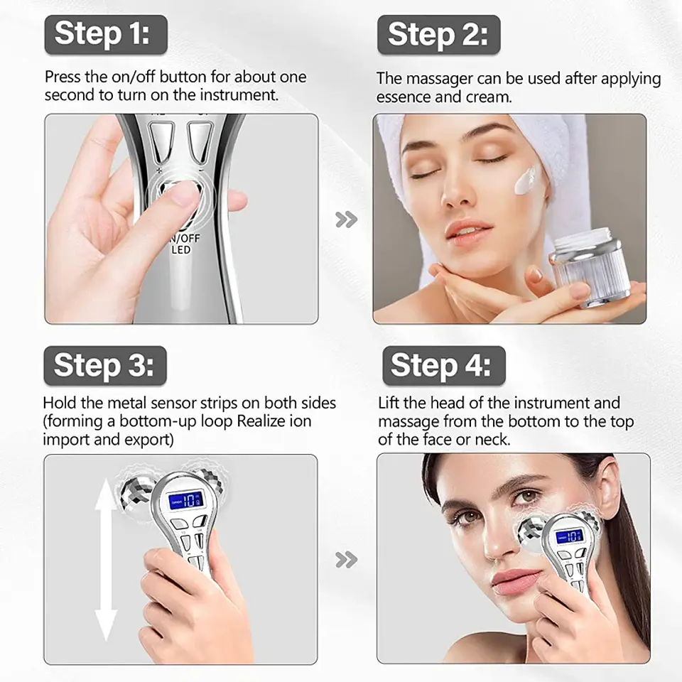 Rouleau Masseur Facial 4D – Microcourant 10
