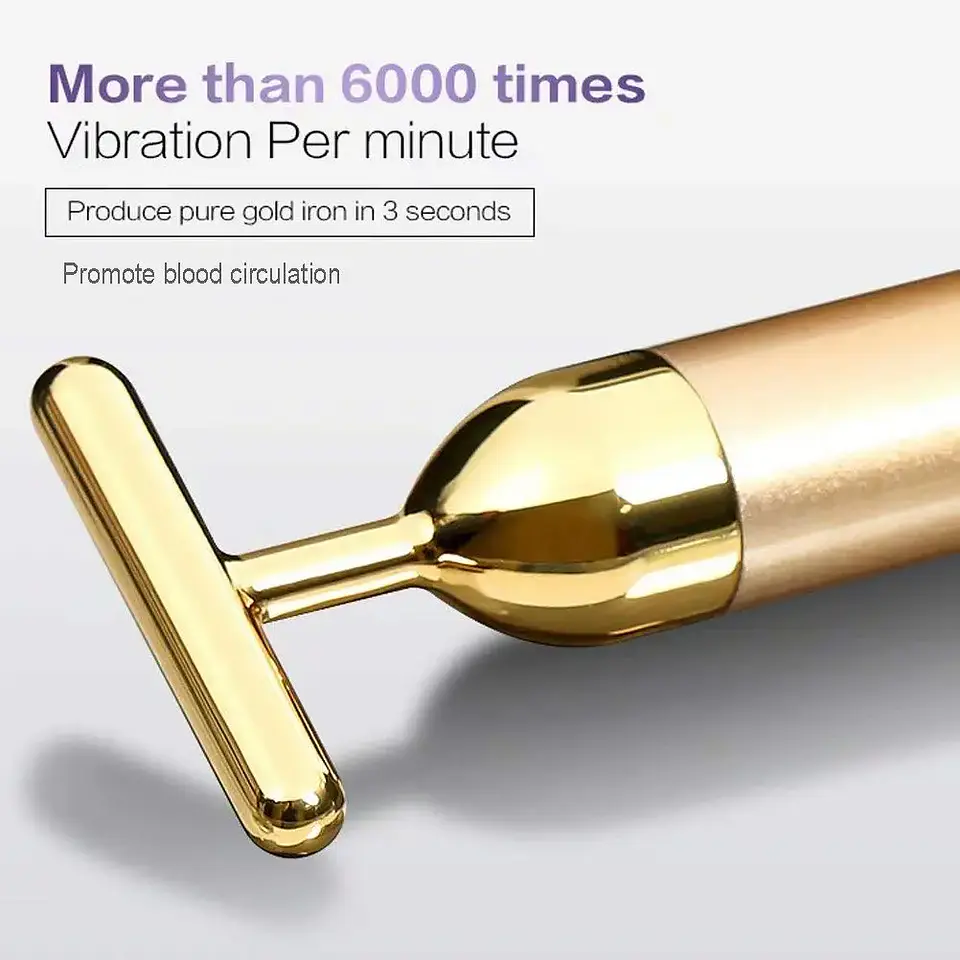 Bâton Masseur Facial Vibrant – Doré 24k 3