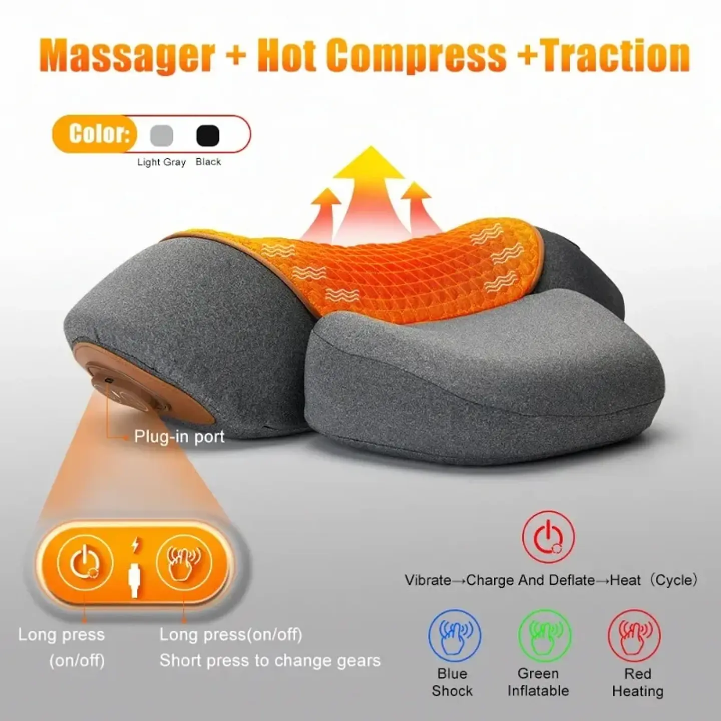 Oreiller Masseur Cervical Chauffant – Traction 2