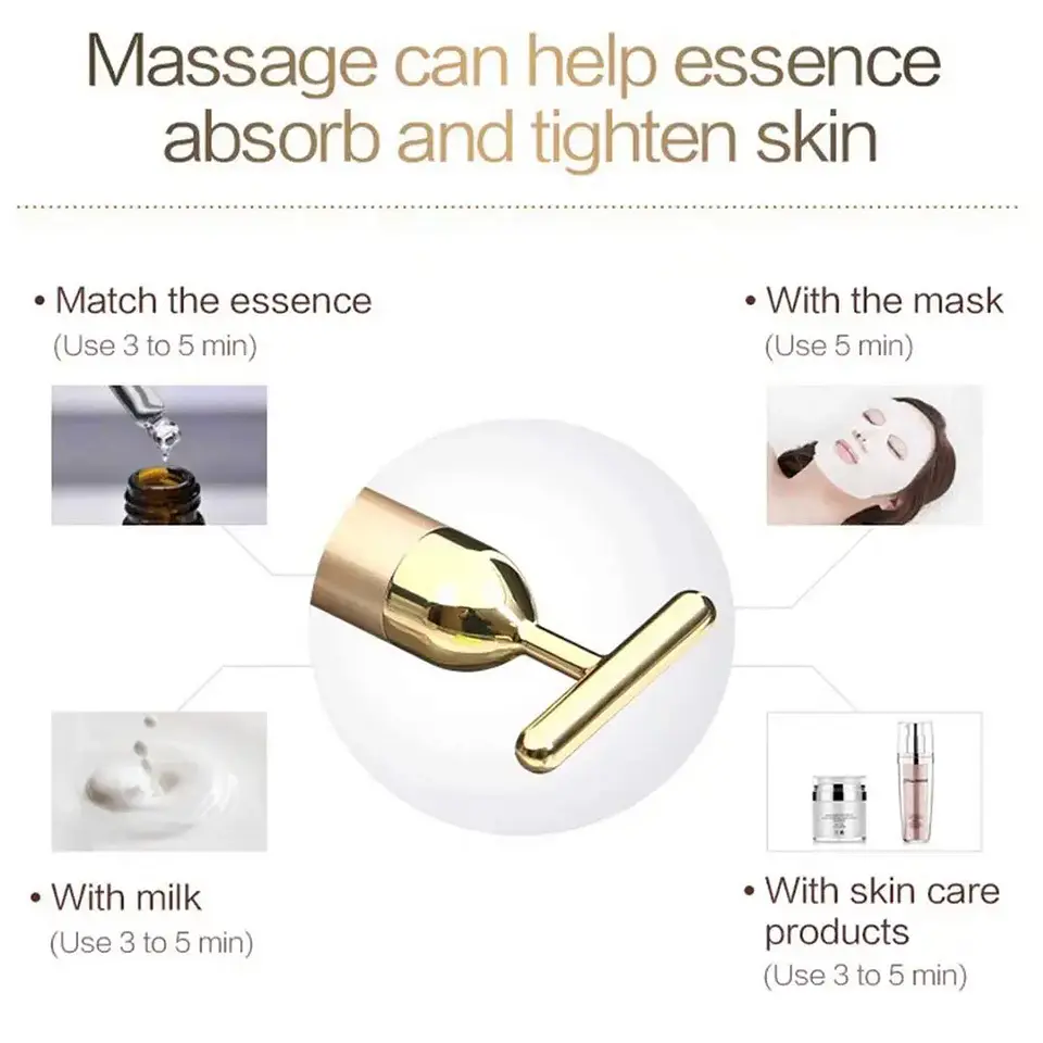 Bâton Masseur Facial Vibrant – Doré 24k 5