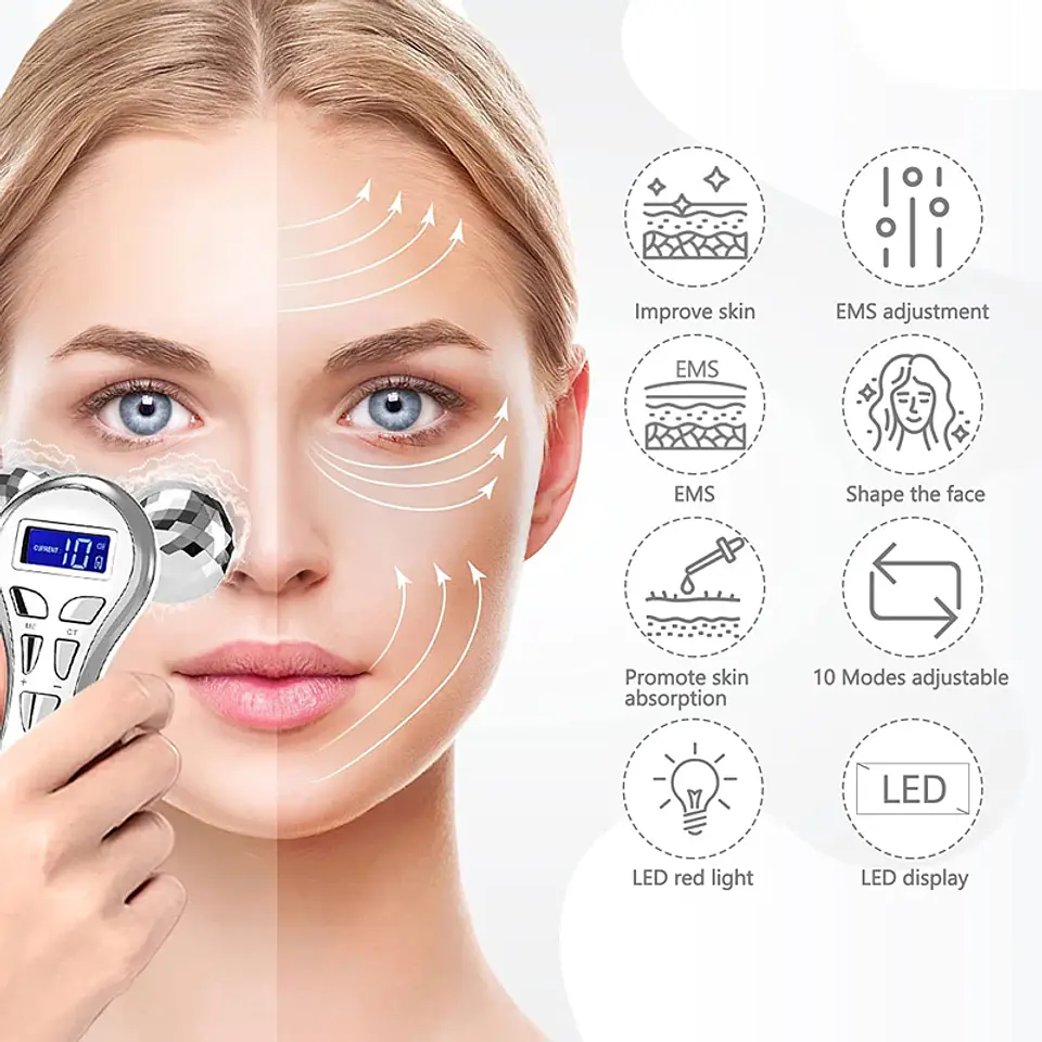 Rouleau Masseur Facial 4D – Microcourant 8