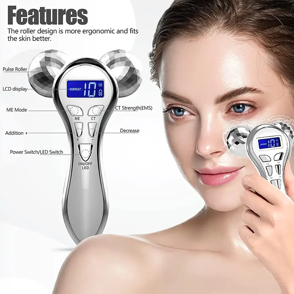Rouleau Masseur Facial 4D – Microcourant 6