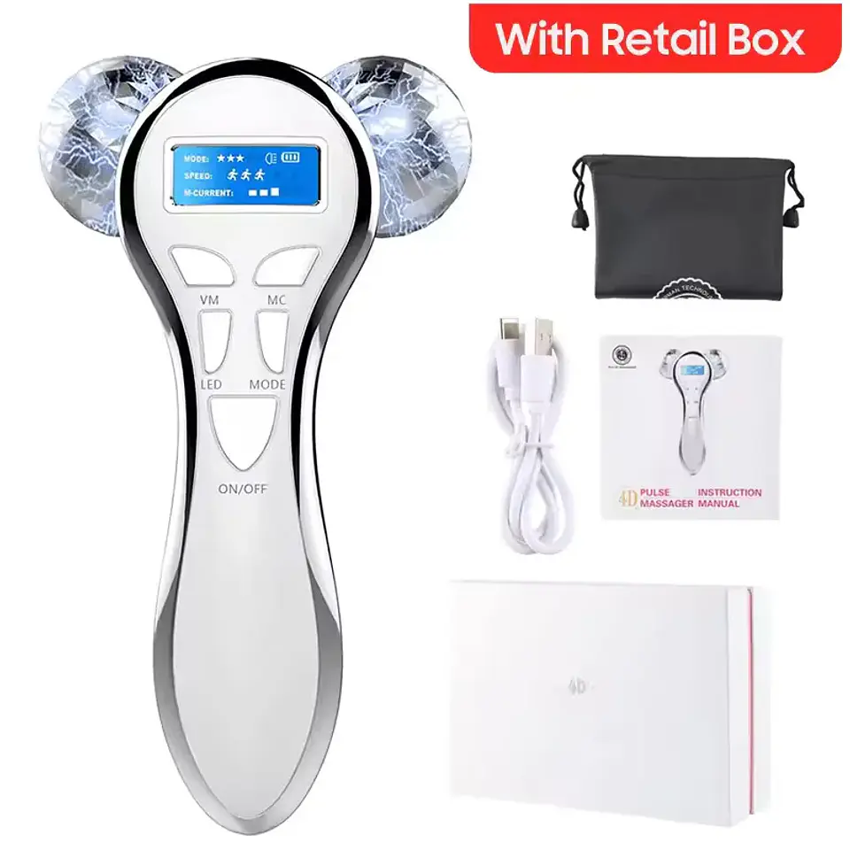 Rouleau Masseur Facial 4D – Microcourant 3