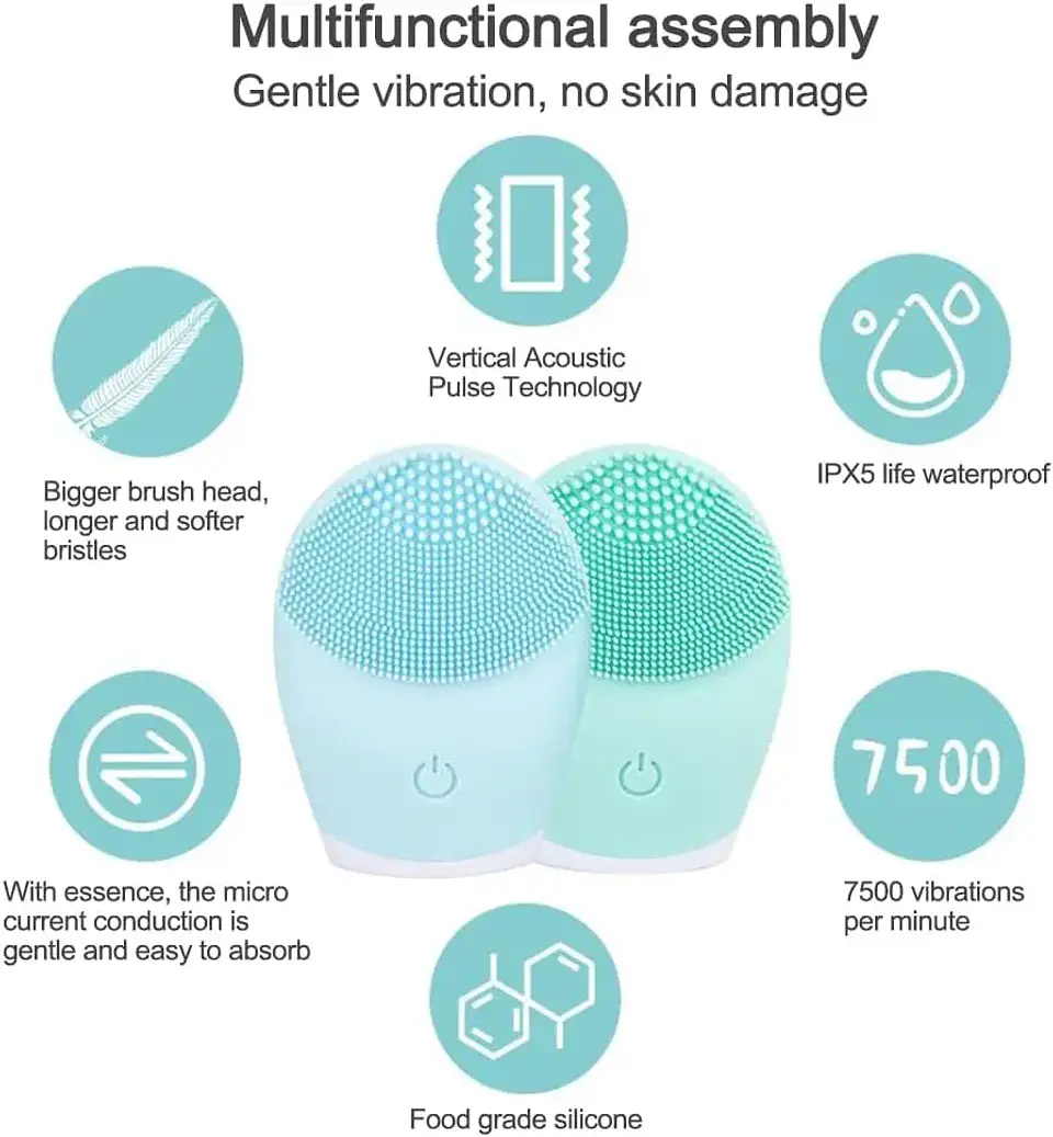 Brosse Nettoyante Faciale en Silicone – Vibrante 4